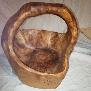 Burled wood bowl with handle-Unique